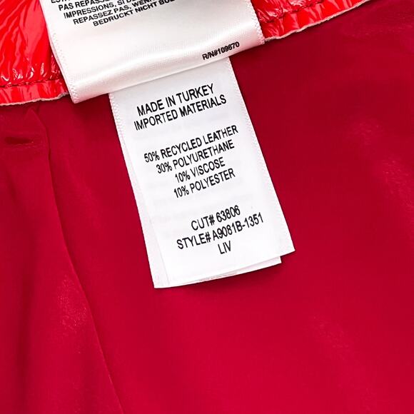 AGOLDE Recycled Leather Liv Mini Skirt Size 27 Red Patent - Picture 4 of 5